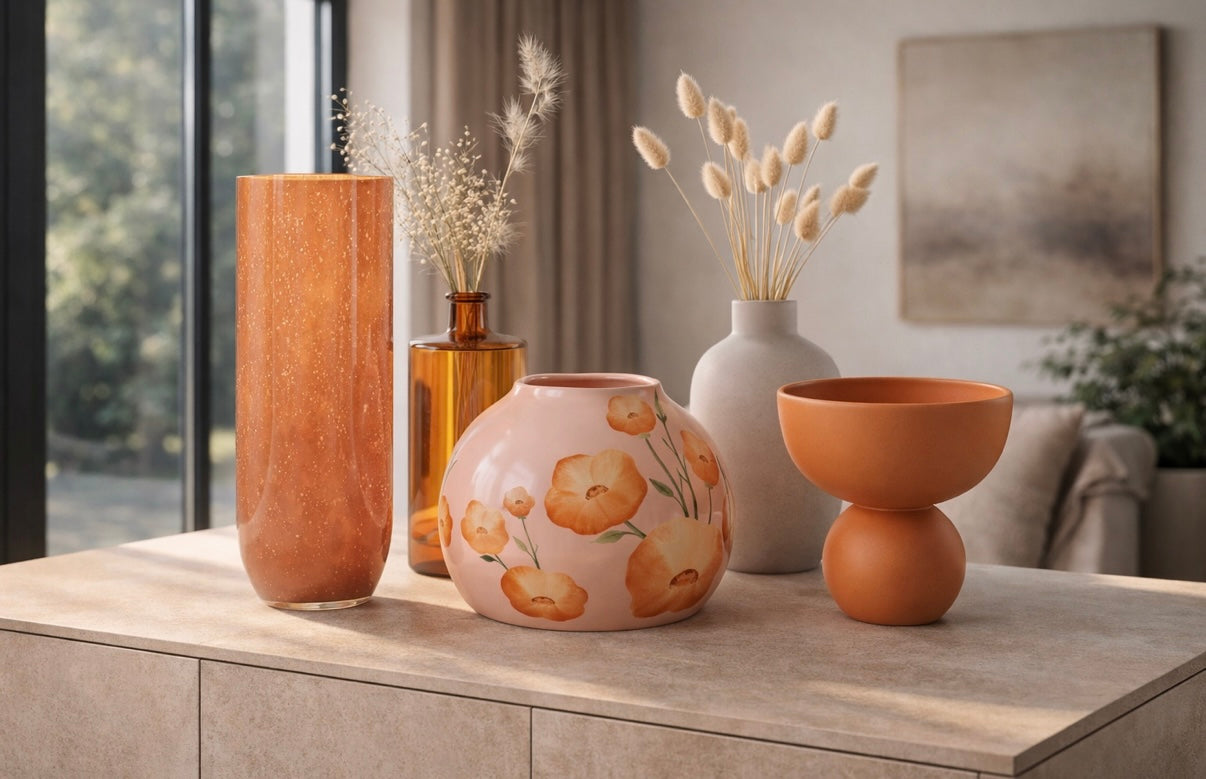VASEN ORANGE Orange & Lachsfarbene Vasen aus Glas, Keramik & Porzellan – MÄDCHENZIMMER