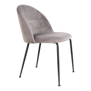 Geneve Stuhl 2er-Set – Grauer Samt mit schwarzen Metallbeinen | House Nordic