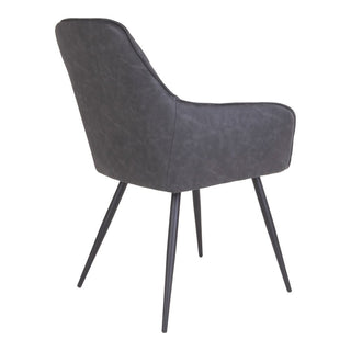 2er Set Esszimmerstühle Harbo – Dunkelgrauer PU-Leder Stuhl mit Metallbeinen | Modern & Komfortabel