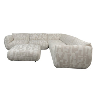 Sofa Amsterdam 6-Sitzer-Ecksofa + Ottomane, weiße Glyphen