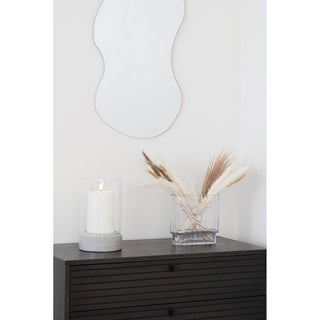 Hurrikankerzenhalter - graues Keramik/Glas, 16x16x25,5 cm