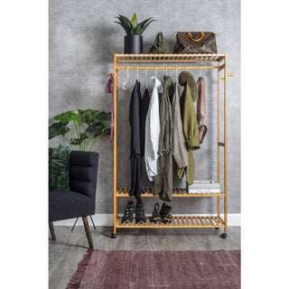 Leitmotiv Bamboo Kleiderständer – Großer Kleiderständer aus Bambus mit Metallrädern, 165 cm hoch, Be
