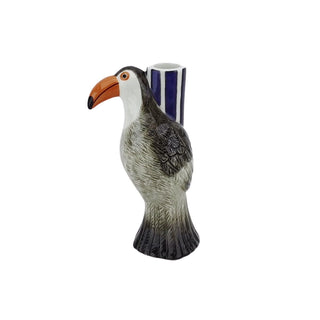 Kerzenhalter - Toucan - Violett/Grau/Orange - 8,5x7x16 cm