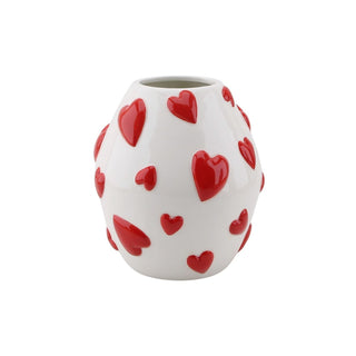 Herzförmige Vase aus Dolomit – Rosa & Rot | Dekovase von Housevitamin  16x16x17,5 cm