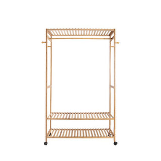 Leitmotiv Bamboo Kleiderständer – Großer Kleiderständer aus Bambus mit Metallrädern, 165 cm hoch, Be