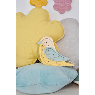 Moi Mili Blütenkissen aus Samt – Dekokissen in Blumenform für Kinderzimmer & Wohnräume – Grün/Braun/Weiß