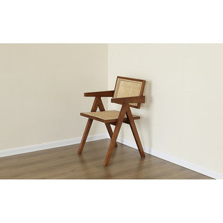 Beliebter Chandigarh -Stuhl - Stil Pierre Jeanneret - Holz und Rattan - hohe Qualität - klar oder Walnuss