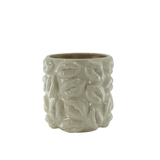 Topf - Kussmund- Keramik - Beige - 17,5x17,5x17,5cm