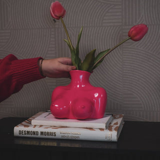 Vase - Brüste - Keramik - Neonrosa - 6,5x12,5x13cm