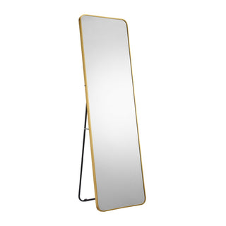 Goldener Standspiegel 50x160 cm – Ganzkörperspiegel mit Aluminiumrahmen & klappbarem Ständer