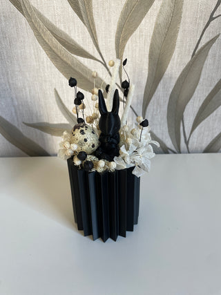 3D Vase Riffel schwarz 8cm