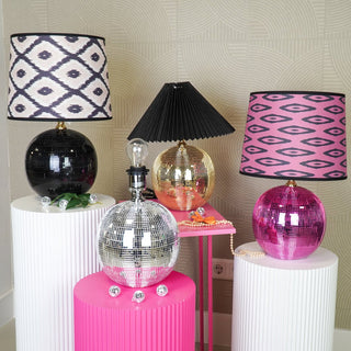 Lampe - Tischlampen -Disco -Kugel - Glas - Silber - 20x20x20 cm