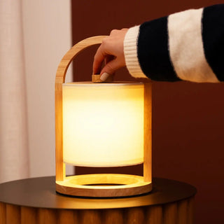 River Hellbraune wiederaufladbare Holzlampe – dimmbares und kabelloses Licht