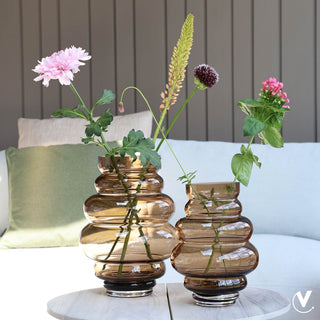 Glasvase Maputo Taupe – Handgeblasene Vase Ø18 x H24 cm in Braun