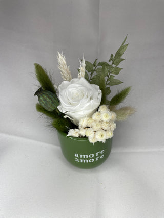 Kaffeebecher Keramik "Amore Amore" grün