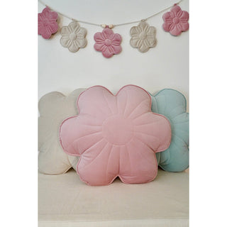Samtblütenkissen "Rosa HolunMoi Mili Blütenkissen aus Samt – Kuschelkissen in Blütenform für Kinderzimmer & Wohnzimmer – Braun/Rosa/Weißder"