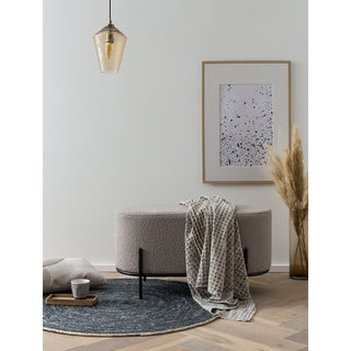 Polsterhocker Bouclé Stoff Taupe