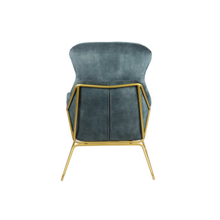 Moderner Relaxsessel aus Samtvelours in Blau mit goldfarbenem Metallgestell – inkl. abnehmbarer Kissen | SalesFever