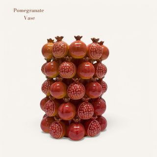 Handgefertigte Granatapfel-Vase in Orange – 32 cm – Kunstvolle Keramik