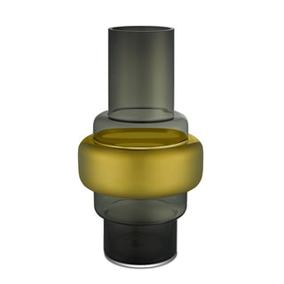 Luxury retro style glass, gray + 24k gold vase XXL, TYLER 46GO, 9mm thick glass