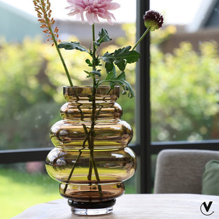 Glasvase Maputo Taupe – Handgeblasene Vase Ø18 x H24 cm in Braun