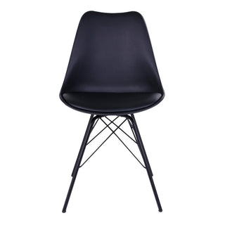 2er Set Esszimmerstühle Oslo – Schwarzer PU-Leder Stuhl mit schwarzen Metallbeinen | Modern & Komfortabel
