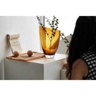 large glass vase, crystal clear, amber, BULED 30 AMBER 9mm thick glass