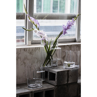 Glass vase of top innovtive design with constructivist touch, FUSIO 20 clear glass