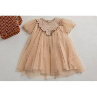 Annie&Charles Prinzessinnen-Tüllkleid für Kinder – Festliches Kleid in Beige – Größen 18 Monate bis 10 Jahre