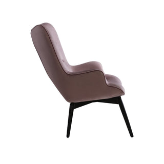 Moderner Polstersessel aus rosa Samt mit Zierknöpfen & Metallgestell in Schwarz – Skandi-Stil | SalesFever