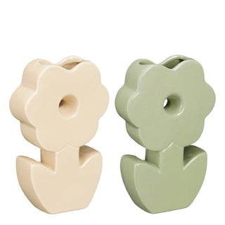 Vaas Dekoration Blume Keramik (Grün oder Beige)