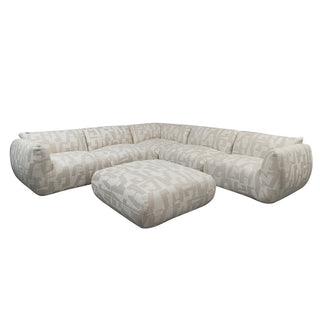 Sofa Amsterdam 6-Sitzer-Ecksofa + Ottomane, weiße Glyphen