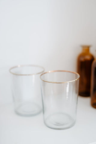 Leihvase Zylinder mit Goldrand