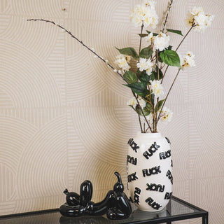 Vase "FUCK" Keramik weiß/schwarz 17x17x27cm