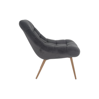 Sessel XXL Samt grau Metall Holzoptik