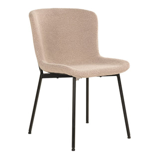 Esszimmerstuhl  Maceda – Bouclé - beige mit schwarzen Beinen – 2er-Set