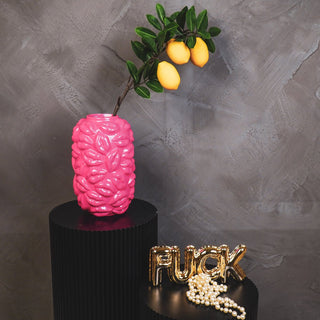 Vase "Kussmund" Keramik neon pink 17x17x27cm