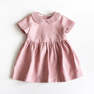 Annie&Charles Kinderkleid aus Bio-Baumwolle & Leinen – Rosa, Blau oder Gelb – Größen 18 Monate bis 8 Jahre – nachhaltig & hautfreundlich