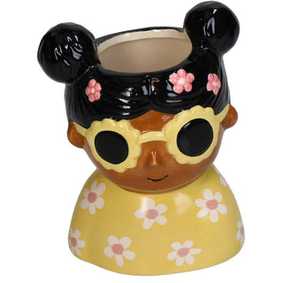 Blumentopf Dolomit Keramik Mädchen Sonnenbrille 8,2x6,5x10,5cm