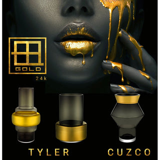 Luxury retro style glass, gray + 24k gold vase XXL, TYLER 46GO, 9mm thick glass