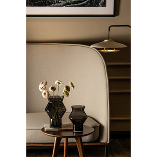 Large design vase with jaggy angular cylindrical shape, dark grey high quality glass, CUZ14GR