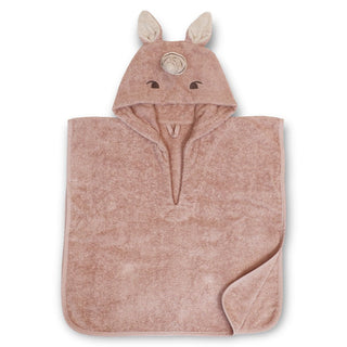 Nuuroo Kinderponcho „Rosa Einhorn“ – weicher Kapuzenponcho aus 100 % Bio-Baumwolle mit Einhorngesicht & Ohren