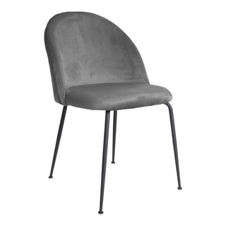 Geneve Stuhl 2er-Set – Grauer Samt mit schwarzen Metallbeinen | House Nordic