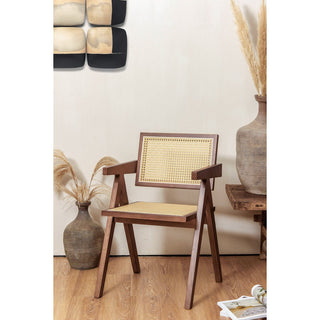 Beliebter Chandigarh -Stuhl - Stil Pierre Jeanneret - Holz und Rattan - hohe Qualität - klar oder Walnuss