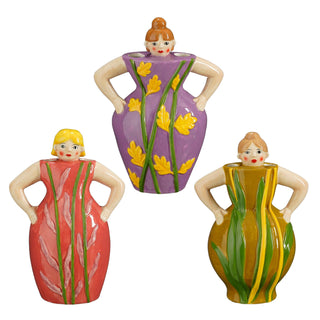 Vase Dame Keramik 3 Farben (Lila, Rosa, Ocker)
