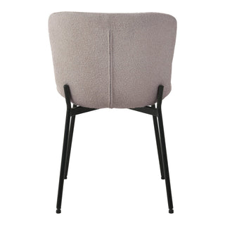 Esszimmerstuhl  Maceda – Bouclé - beige mit schwarzen Beinen – 2er-Set