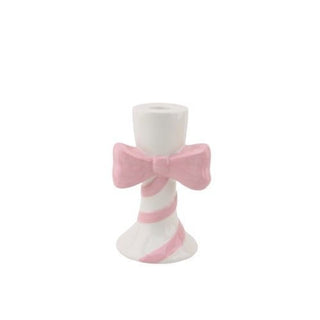 Kerzenhalter mit Bogen-Design – Moderner Dolomit-Kerzenständer | Housevitamin - Weiß/Pink - 9x8x14cm