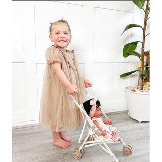 Annie&Charles Prinzessinnen-Tüllkleid für Kinder – Festliches Kleid in Beige – Größen 18 Monate bis 10 Jahre