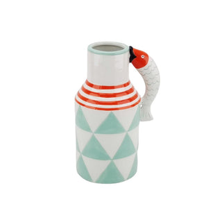 Fischförmiger Blumenkrug aus Dolomit – 21,5 cm | Maritime Blumenvase im sommerlichen Design