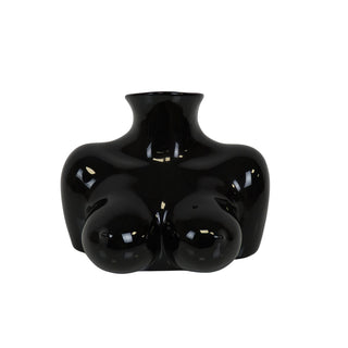 Housevitamin Vase – Einzigartiges Brüste-Design aus schwarzer Keramik, 6,5 x 12,5 x 13 cm –